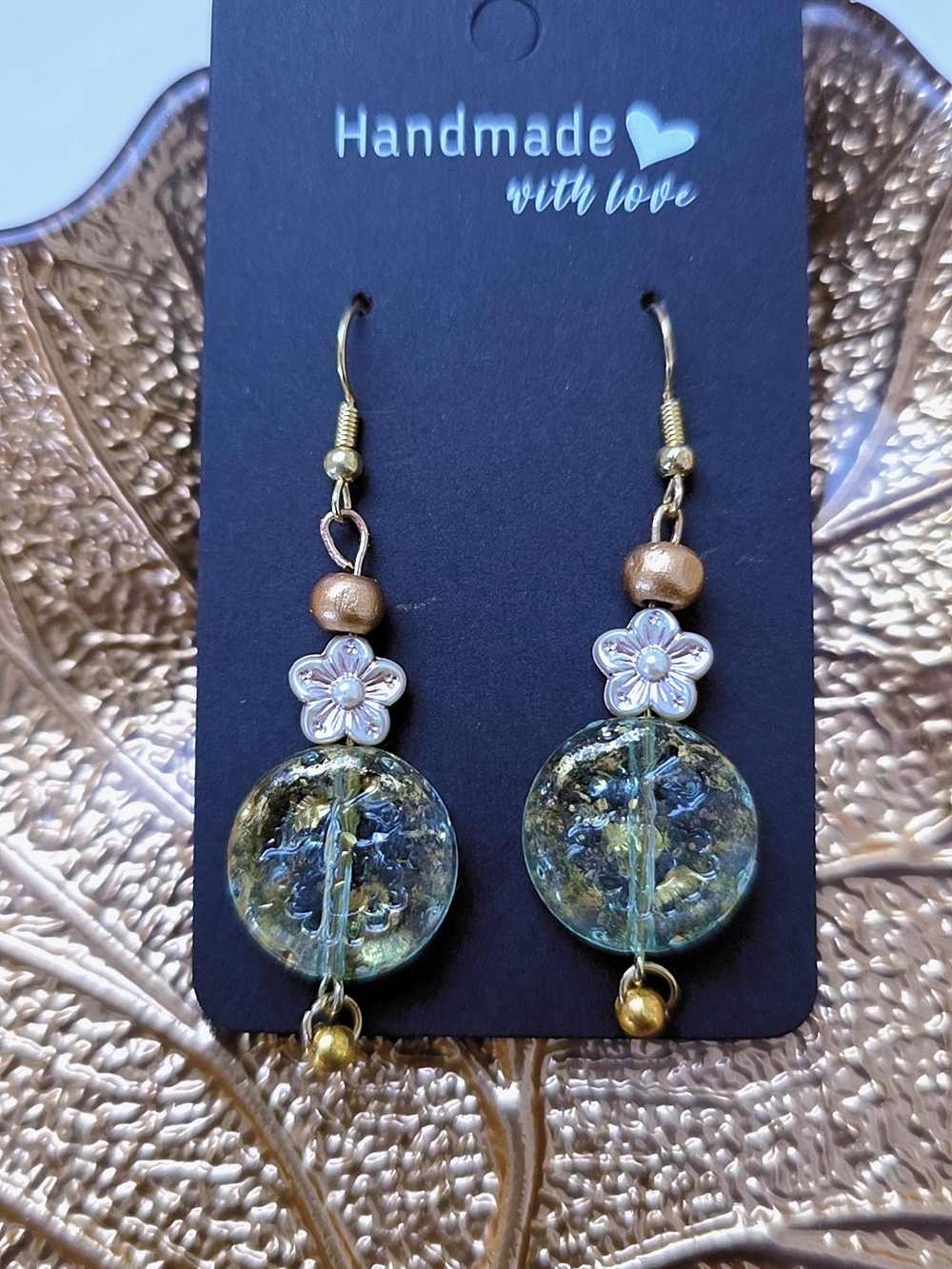 Handmade Golden Meadow Glass Earrings